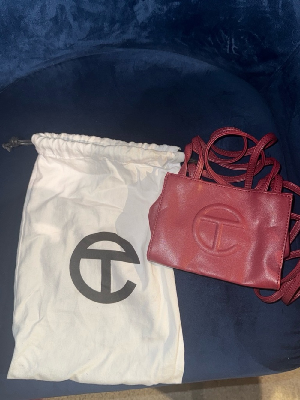 Telfar Red Small Leather Crossbody with Embossed Logo